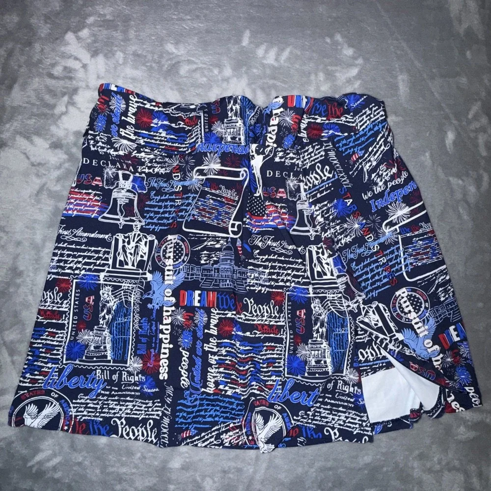 LULU B UPF 50+ Zip Skort Women's L Script Americana Constitution and Liberty